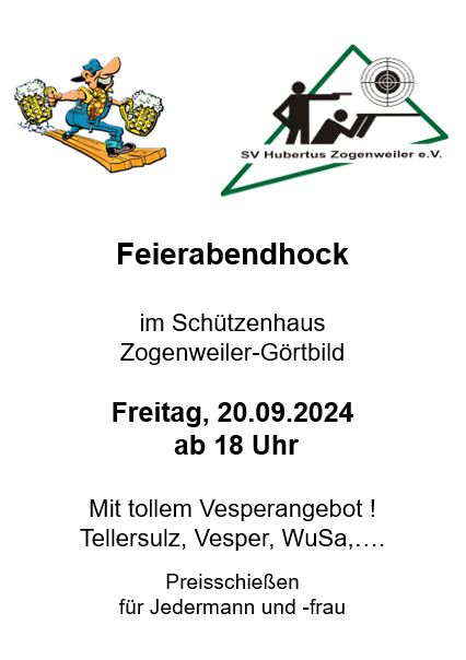 Flyer zum Feierabendhock mit zwei Comic-Figuren